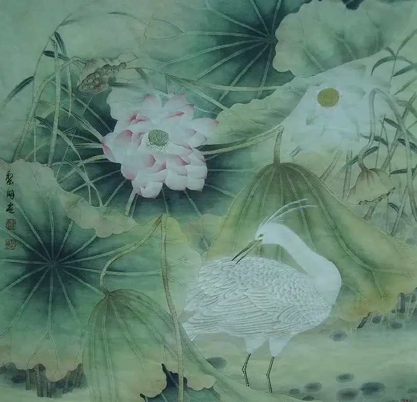 詹黎明·荷塘白鹭