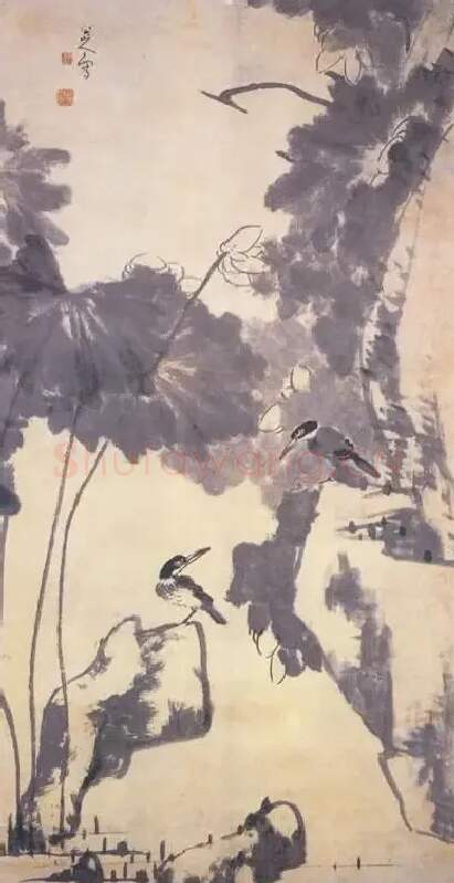 八大山人·荷花小鸟