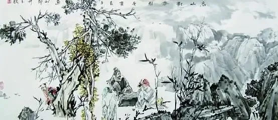 贺玉龙·空山对弈图