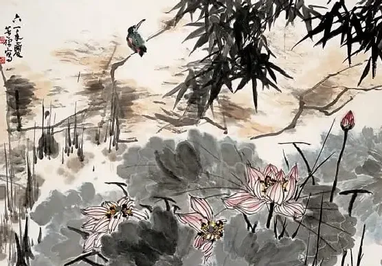 李苦禅·荷花翠鸟