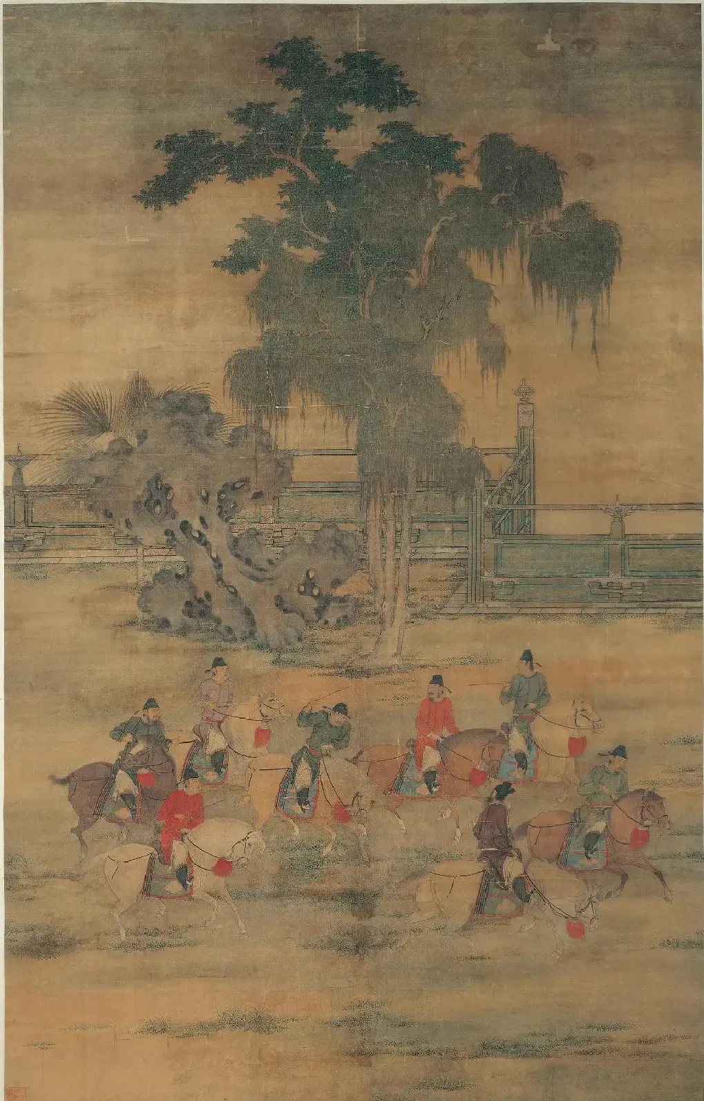赵喦·八达春游图