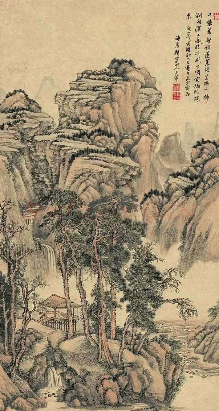 王翚· 水阁幽人图
