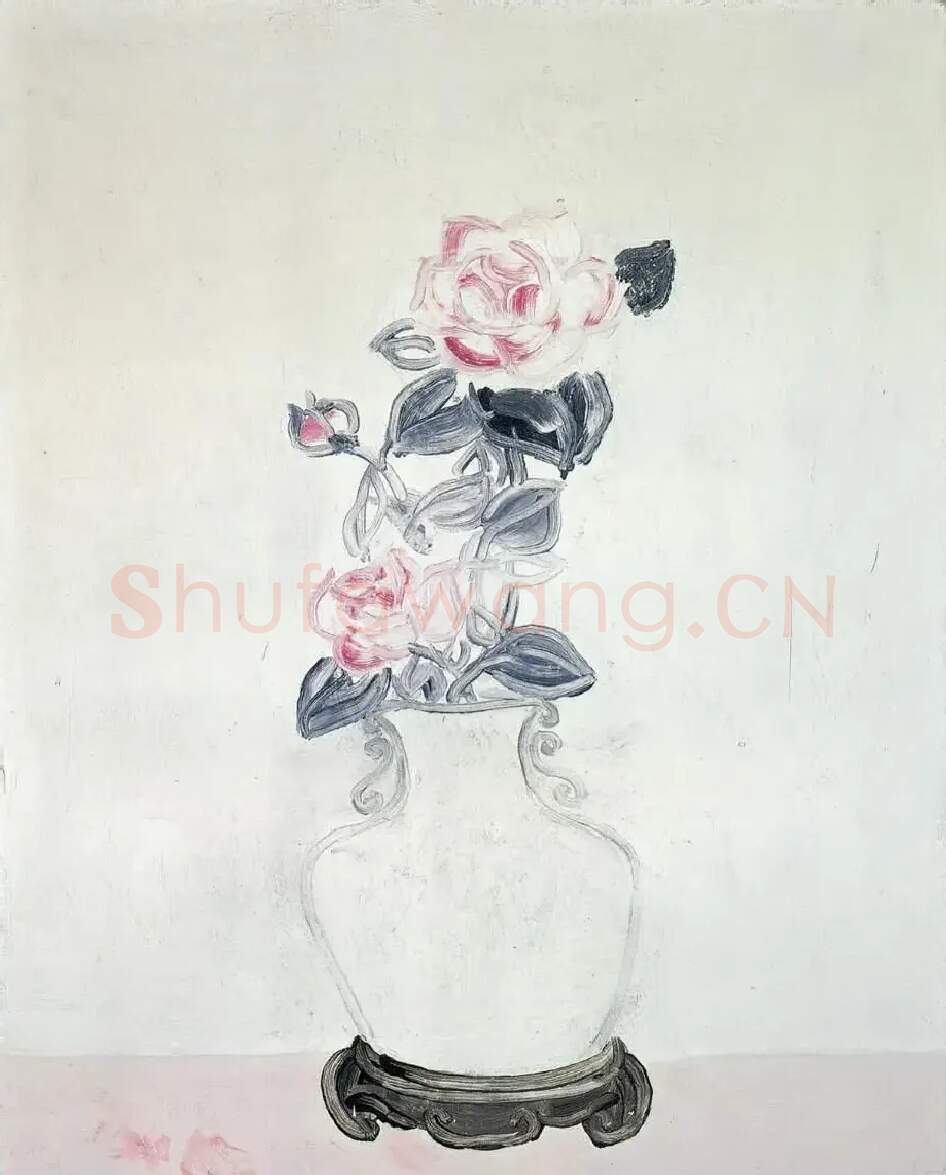 常玉·白瓶粉红玫瑰