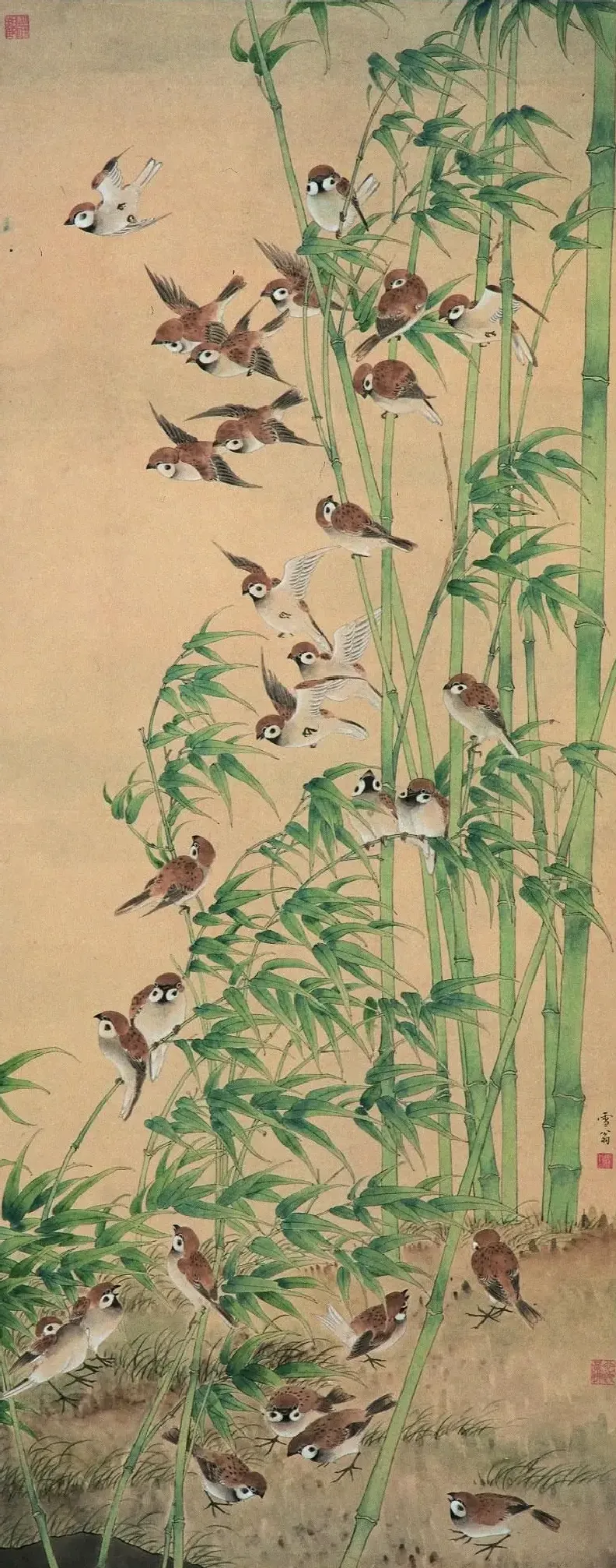 陈之佛·翠竹群雀