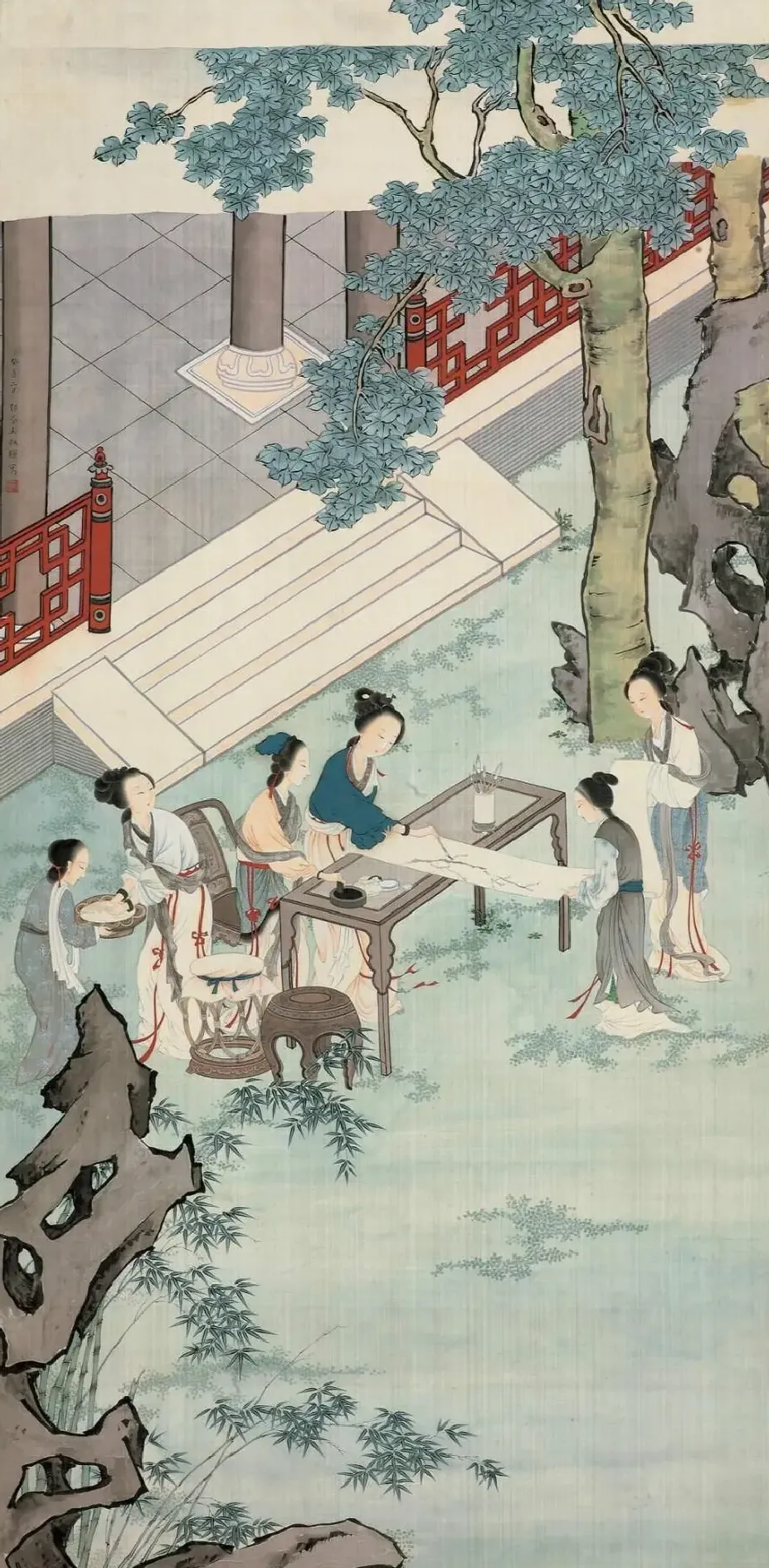 王叔晖·桐荫作画