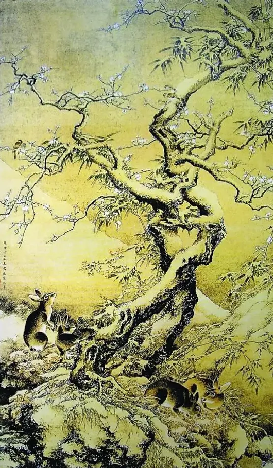 沈铨·雪中游兔图