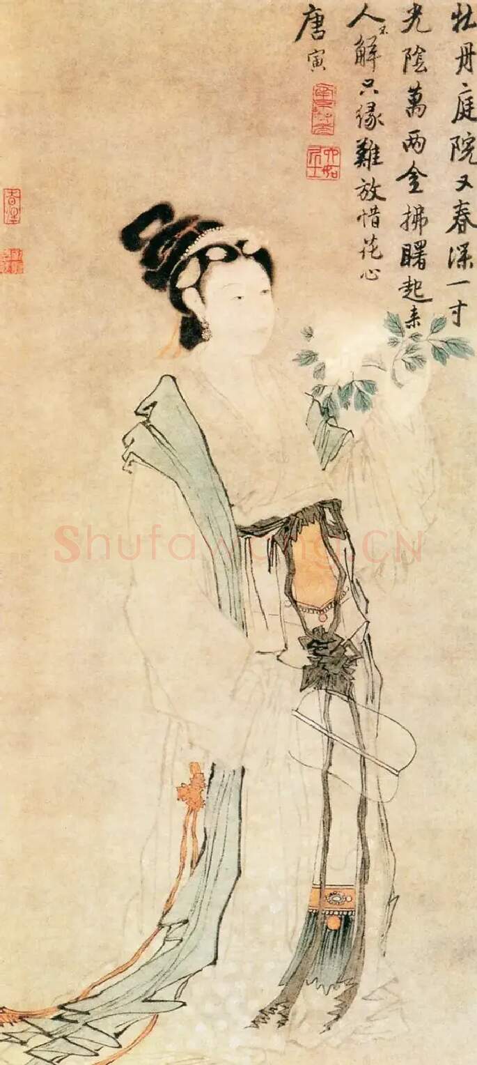 唐寅·《牡丹仕女图》