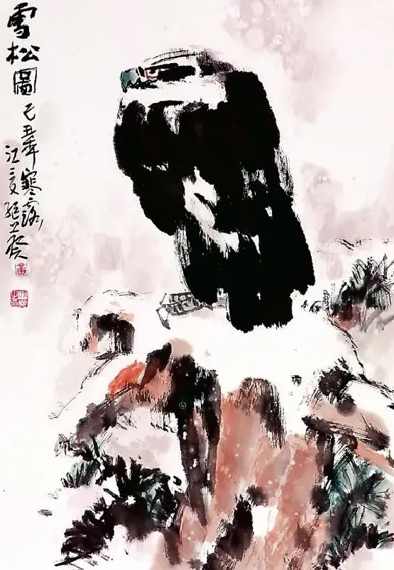 黄继葵·松鹰立雪