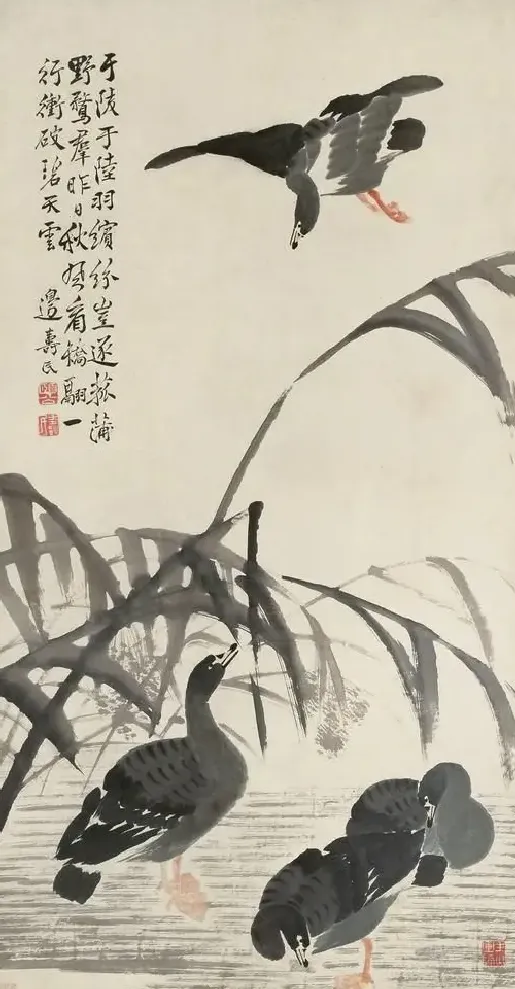 边寿民·秋芦飞雁