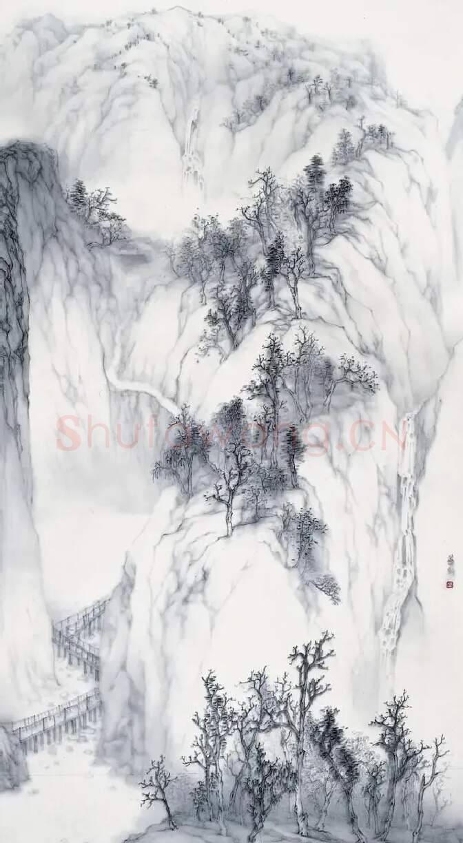许华新·山色清幽 180x96cm 纸本水墨
