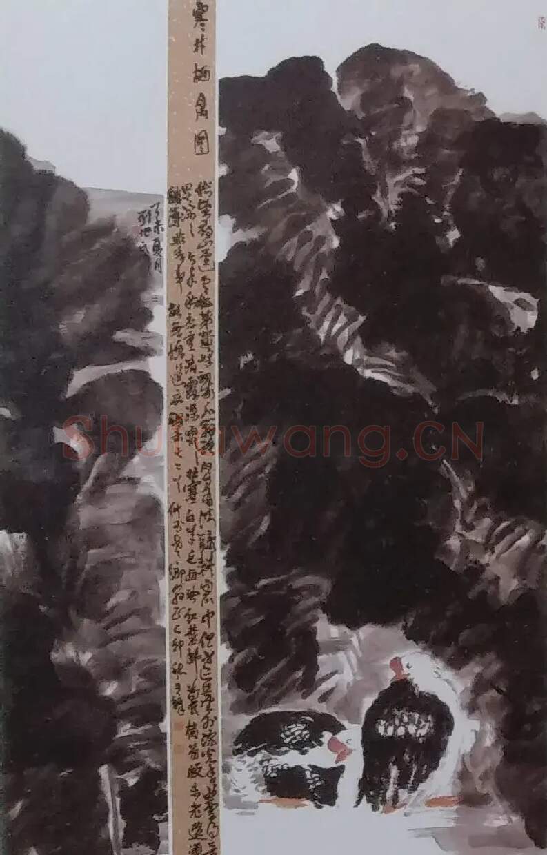 刘旭·寒林栖禽图