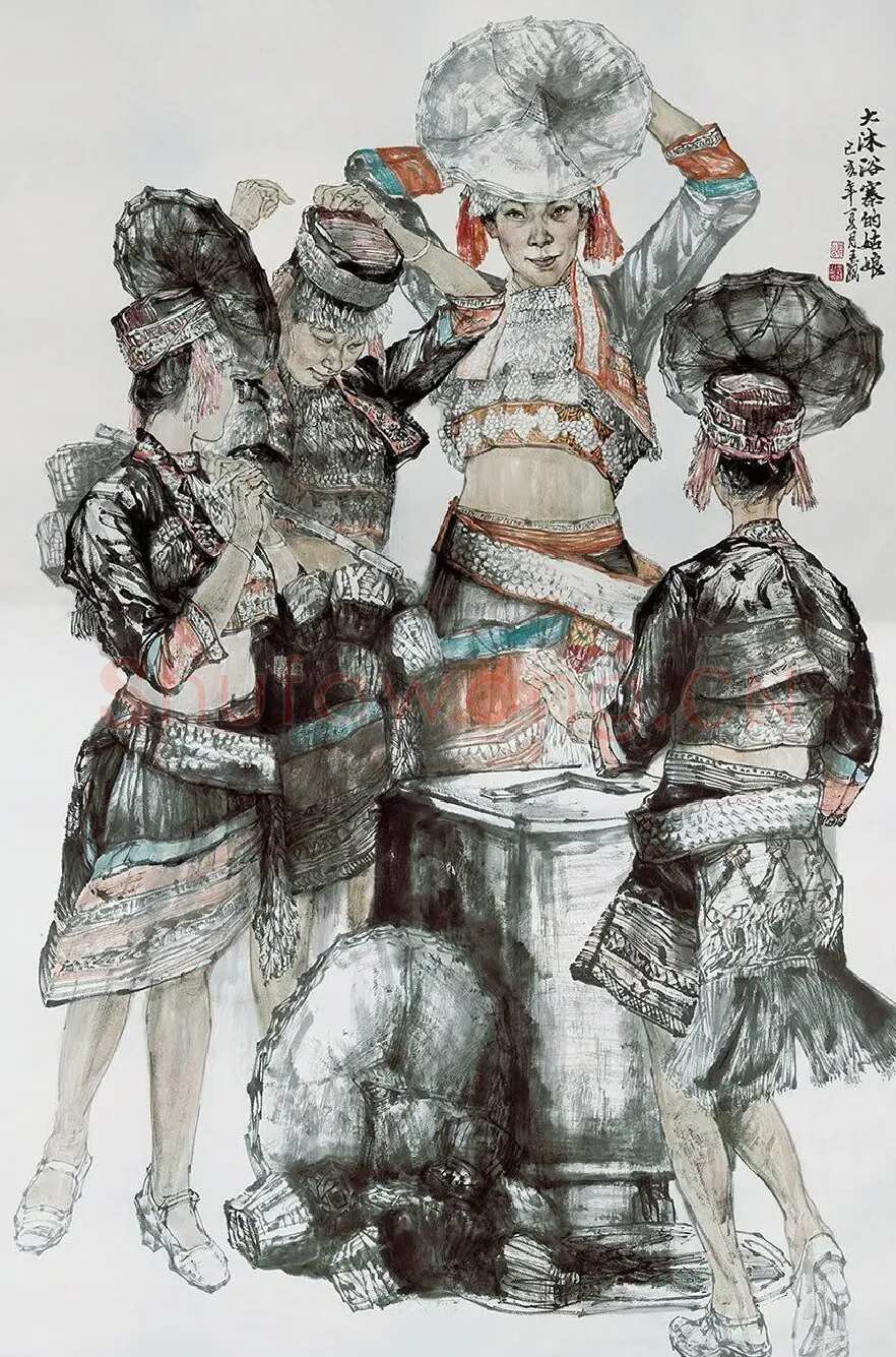 王巍·大沐浴寨的姑娘120×190cm