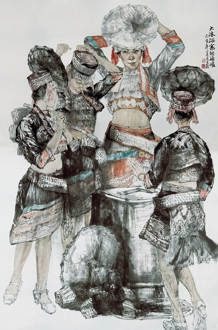王巍·大沐浴寨的姑娘120×190cm