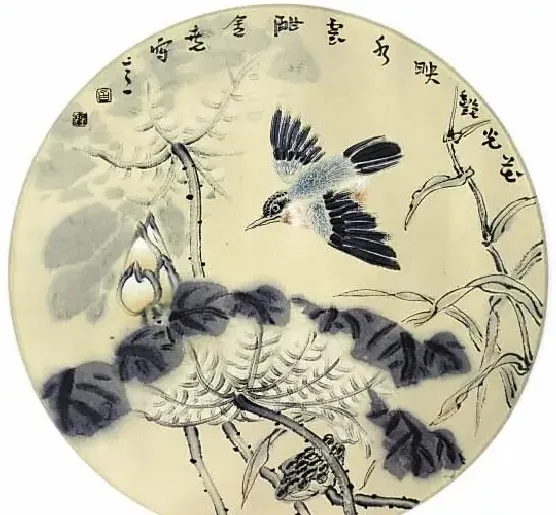 白金尧·花鸟扇面