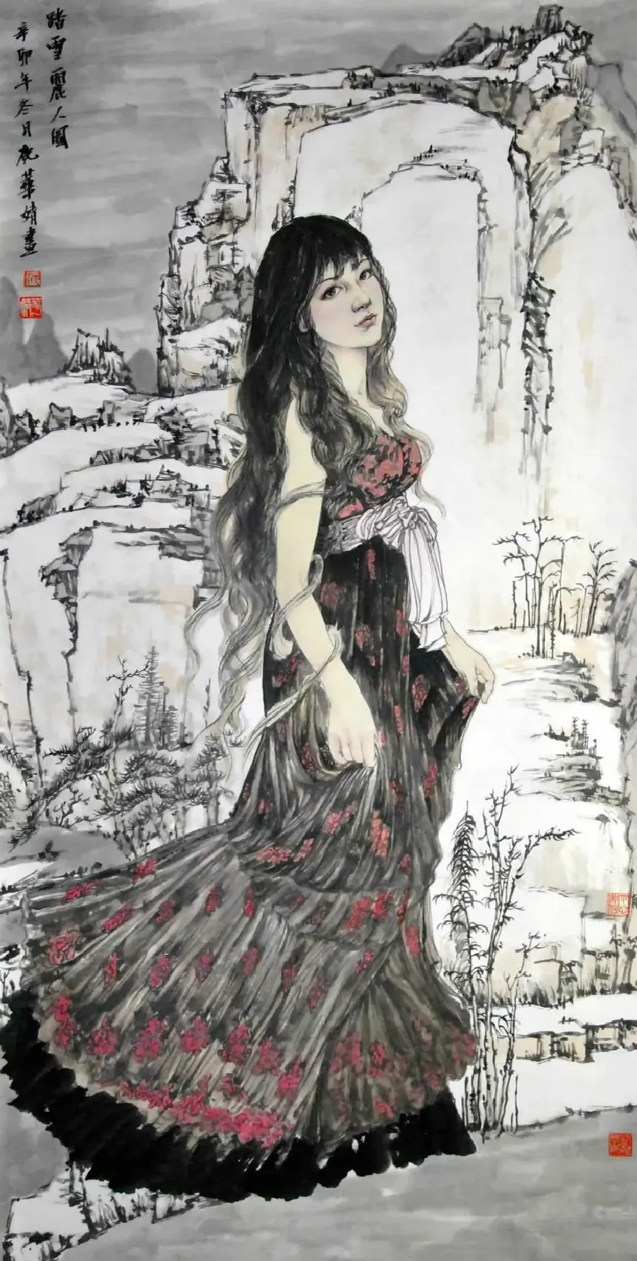 祝华婧·踏雪丽人图