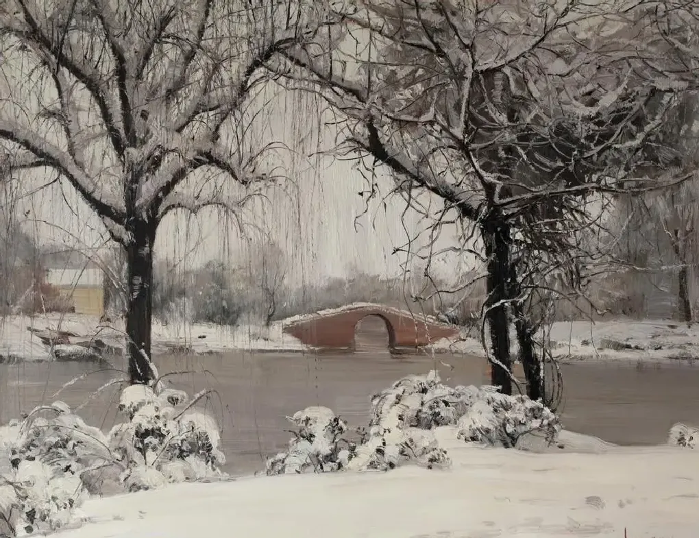 陆琦·西湖花圃雪景