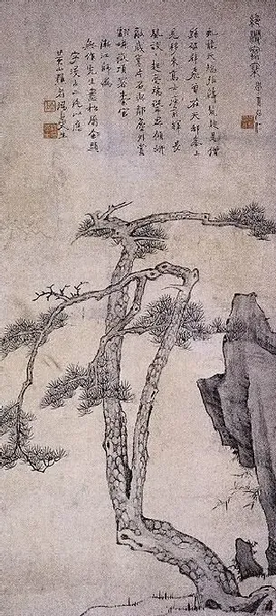 弘仁·绝涧寒窠图