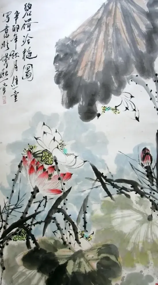 裴进堂·碧荷冷艳图