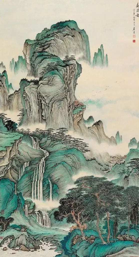 岑其·观瀑图