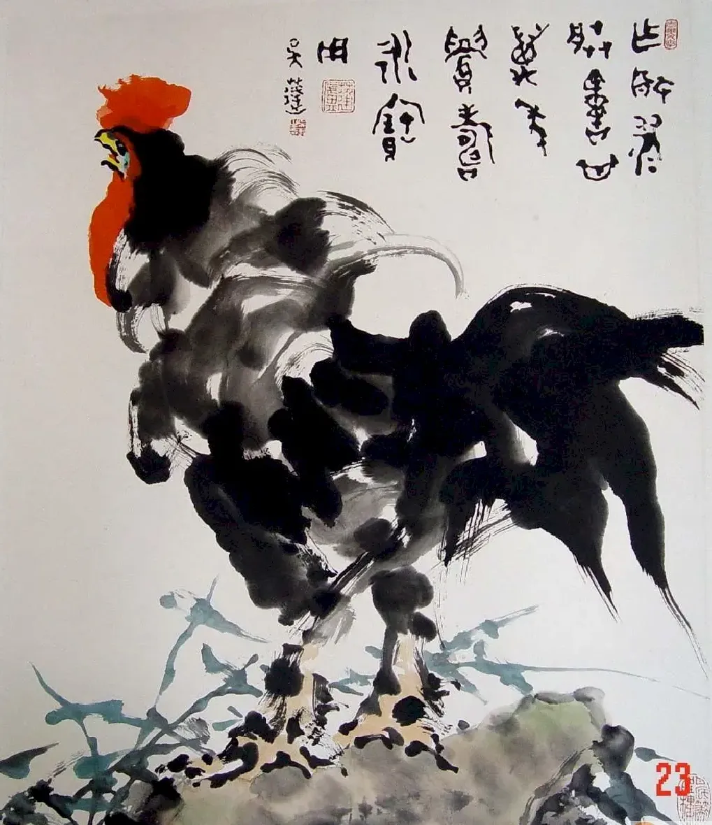 吴蓬·鸡高唱图
