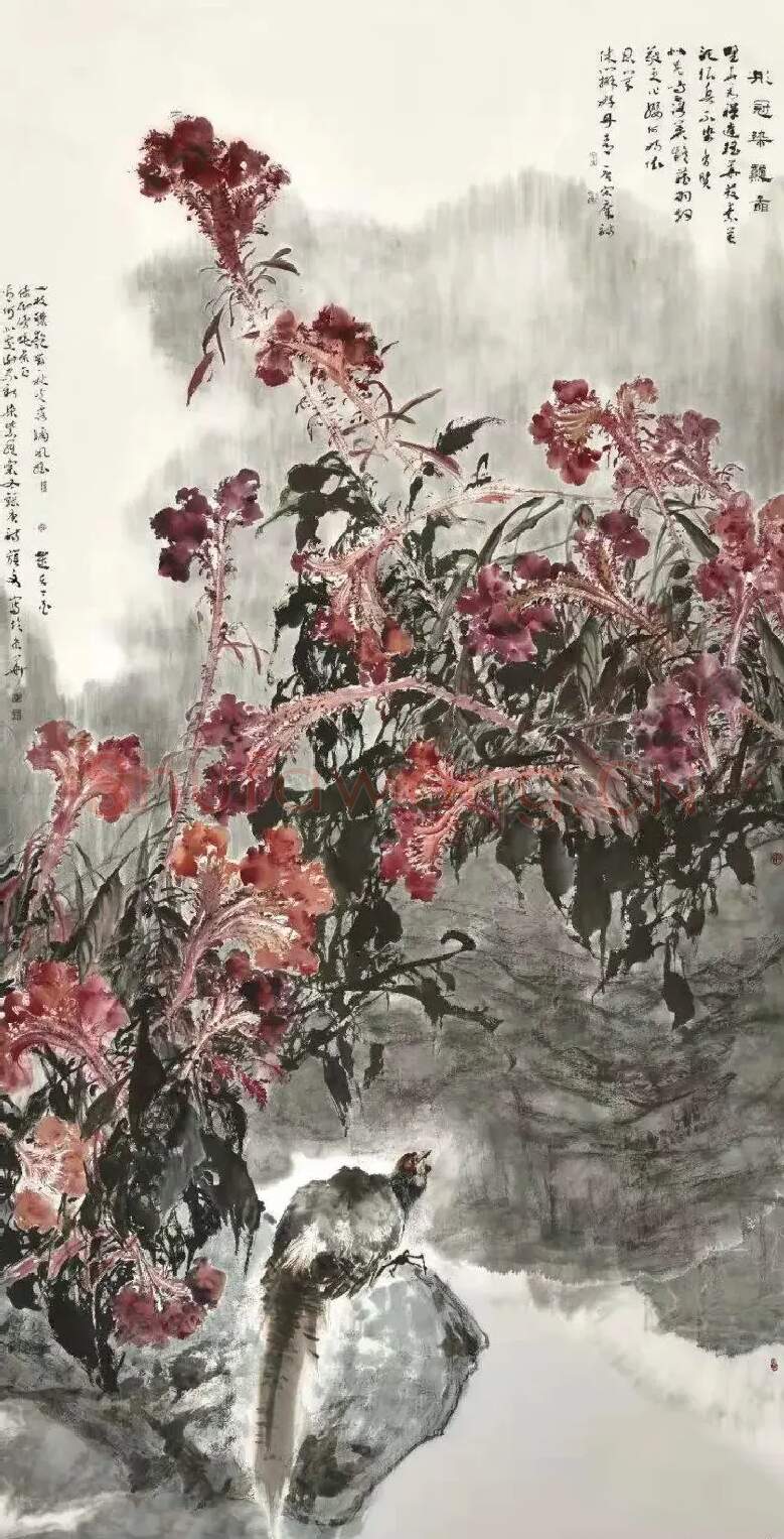王旗文·《彤冠染秋图》