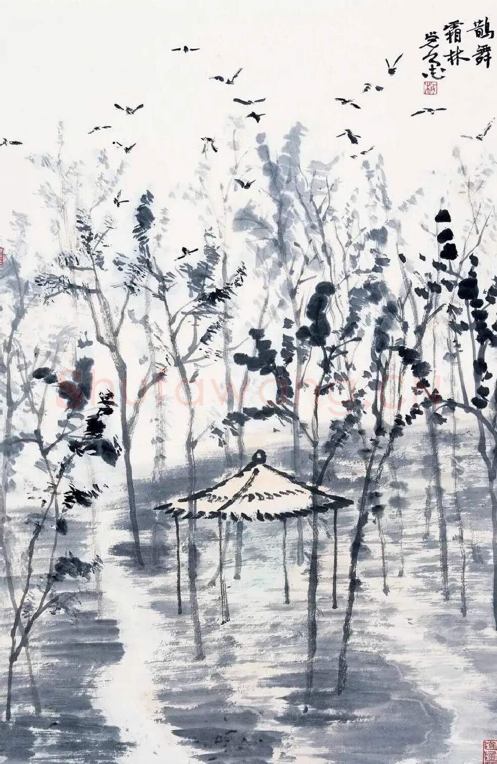 梅墨生·鹊舞霜林