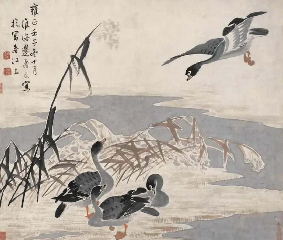 边寿民·寒汀芦雁
