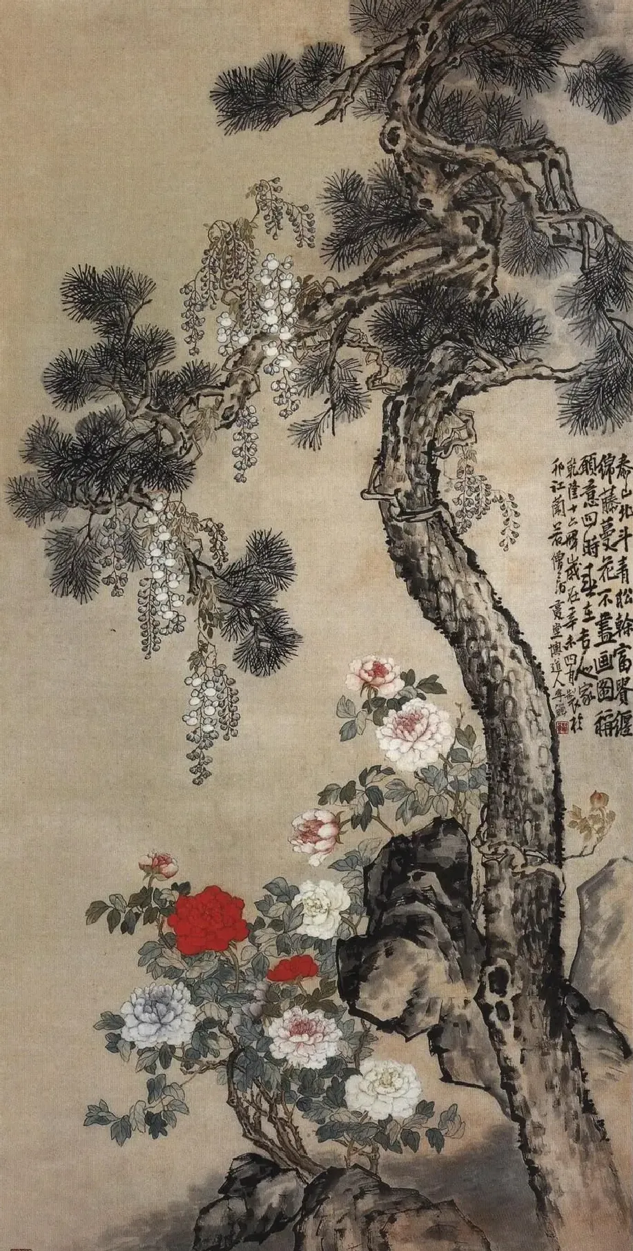 李鱓·松石紫藤图