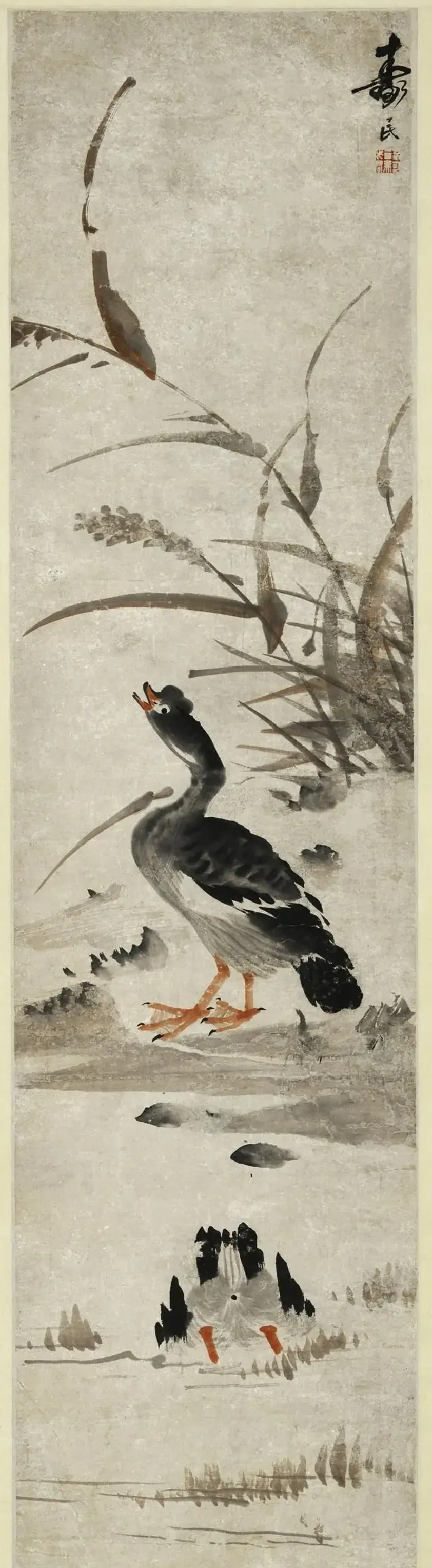 边寿民·芦苇天鹅图
