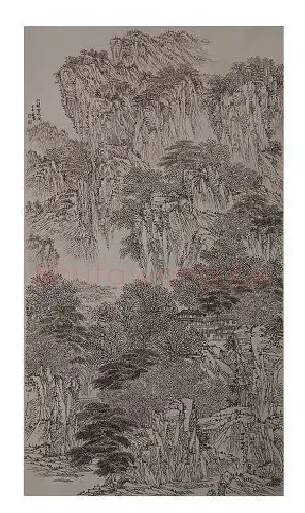 张义宾·山村云水图