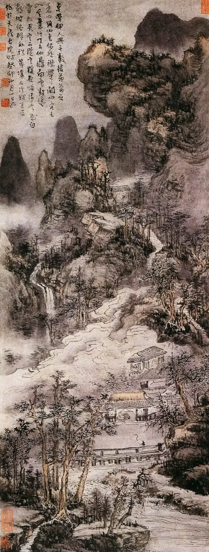 髡残·云房舞鹤图