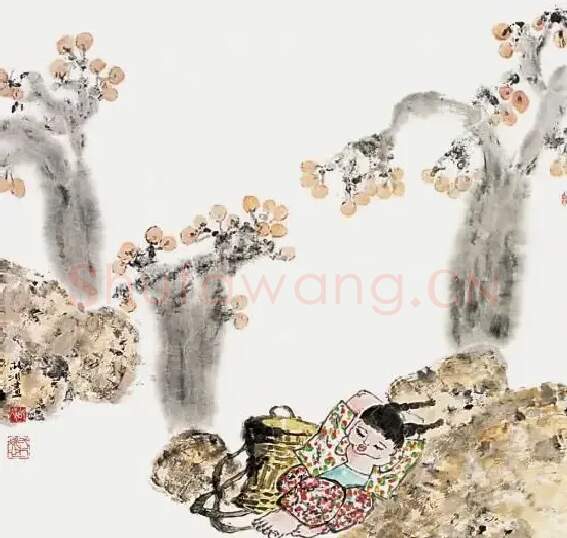 胡冰·秋憩图