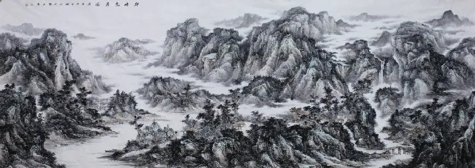 王四贝·丈二山水画