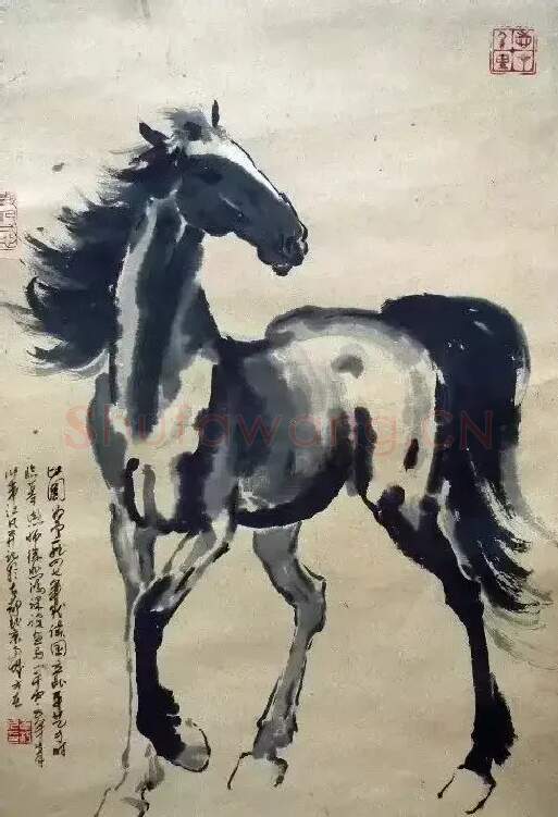 韦江凡·师悲鸿马图