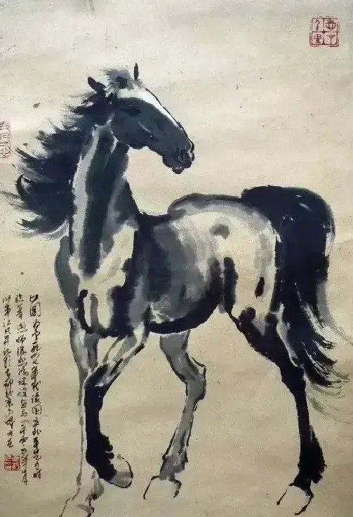 韦江凡·师悲鸿马图