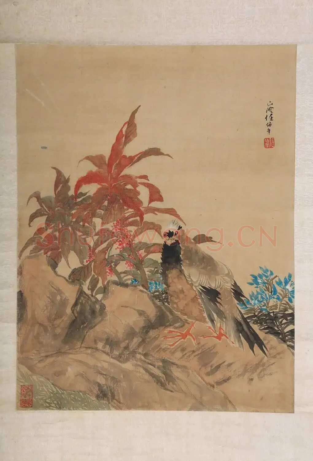 任伯年·白鸽雁来红