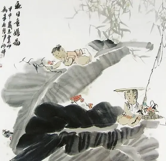 姚新峰·秋日童嬉图