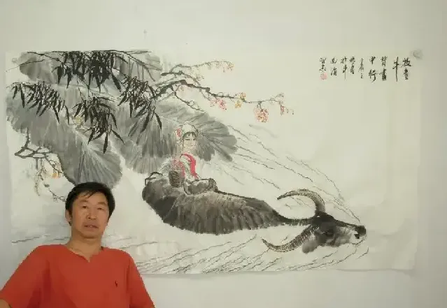 理习忠·理习中为中南海创作的《牧童牛背画中行》