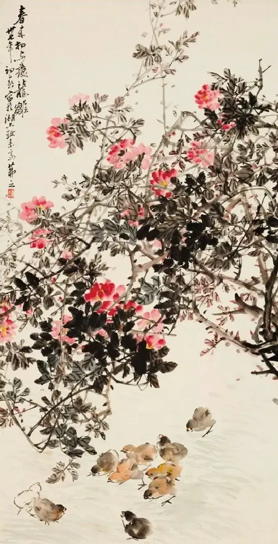 吴茀之·蔷薇雏鸡 