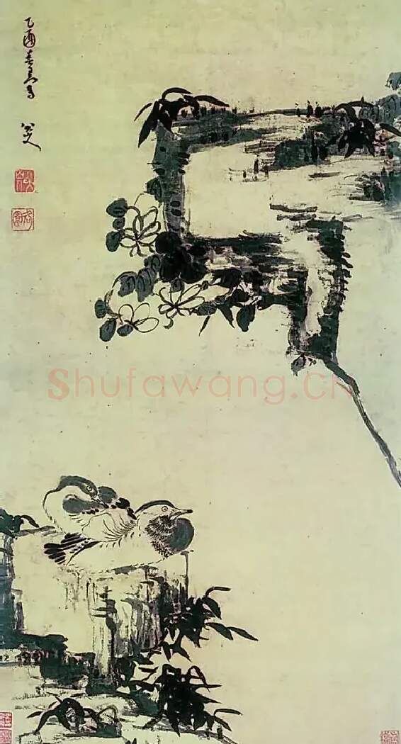 八大山人·竹石鸳鸯图