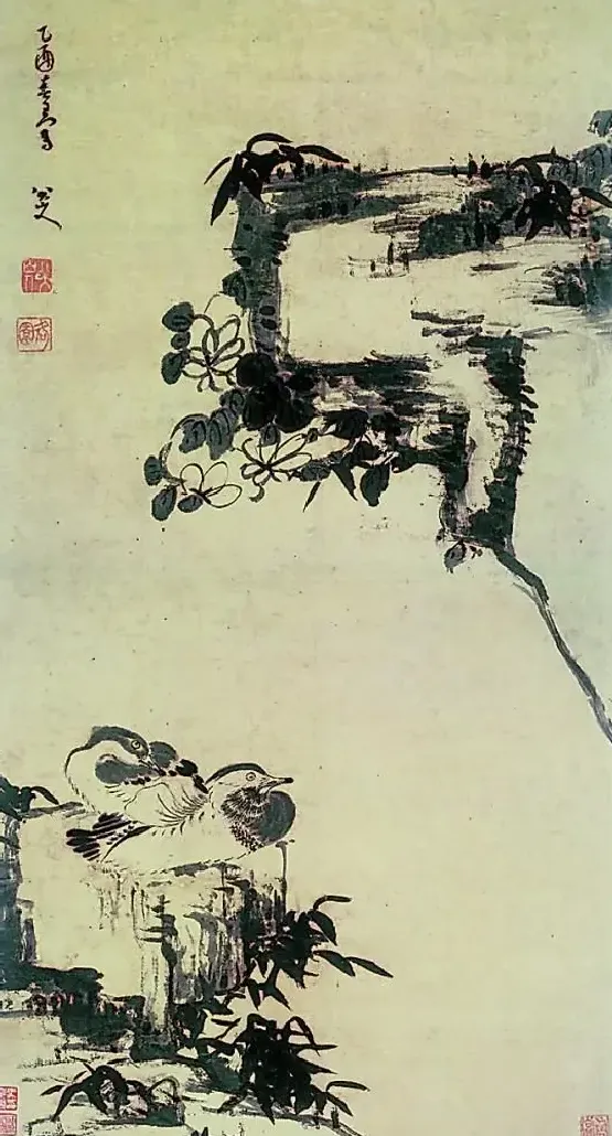八大山人·竹石鸳鸯图