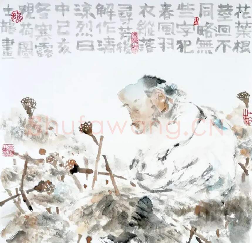 曲士龙·《观荷图》2019年