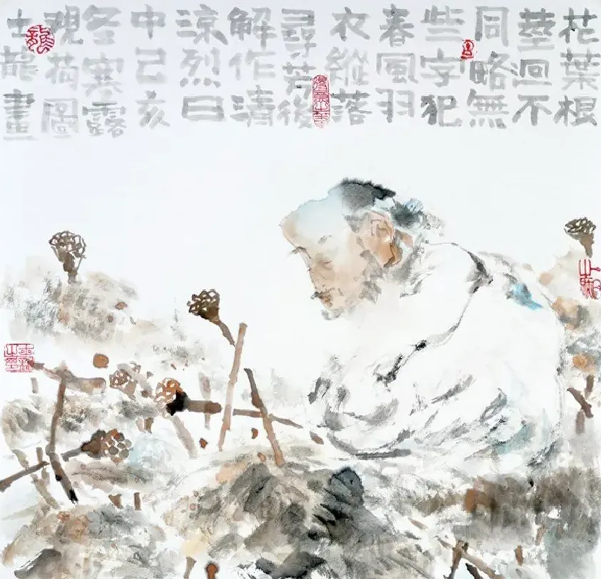 曲士龙·《观荷图》2019年