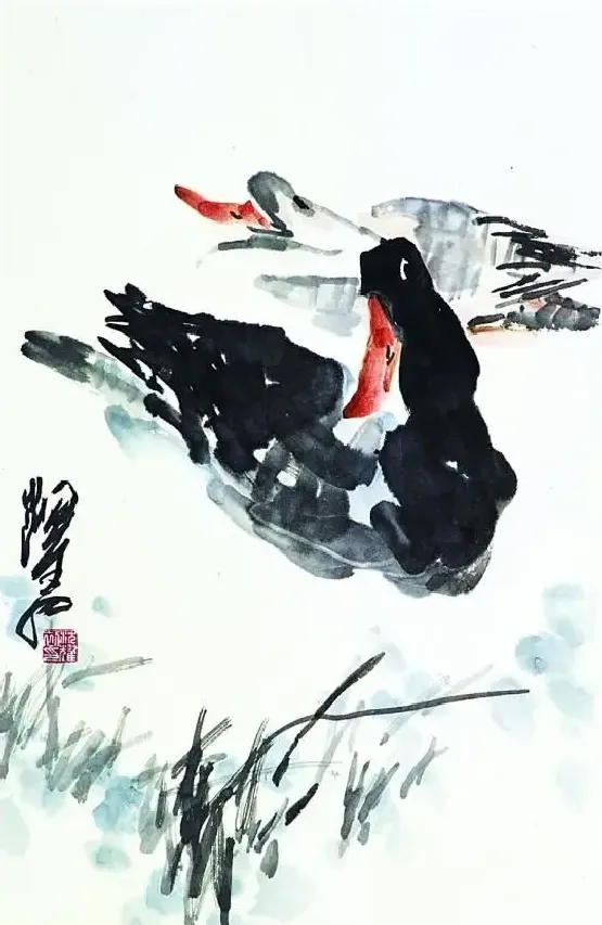 沈耀初·草塘双鸭