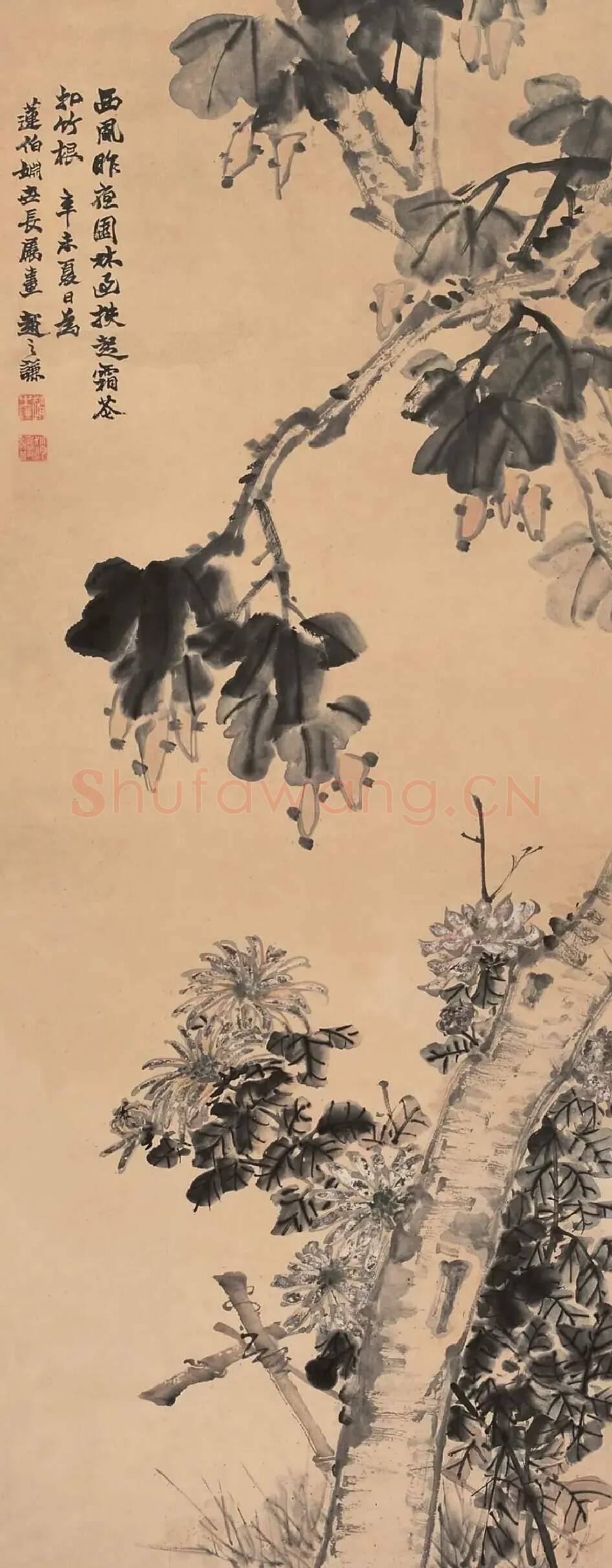 赵之谦·梧桐菊花