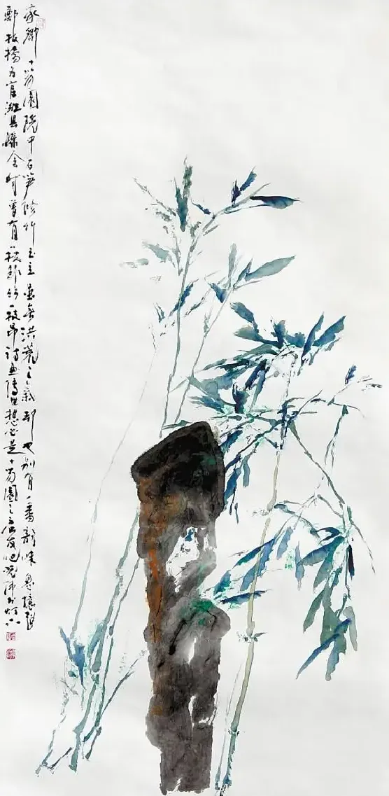 沈光伟·竹石图