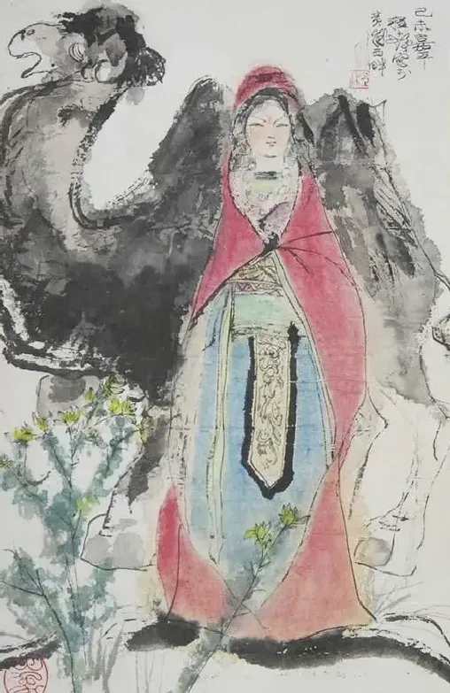 程十发·骆驼仕女