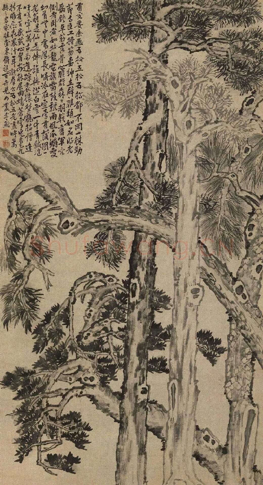 李鱓·五松图