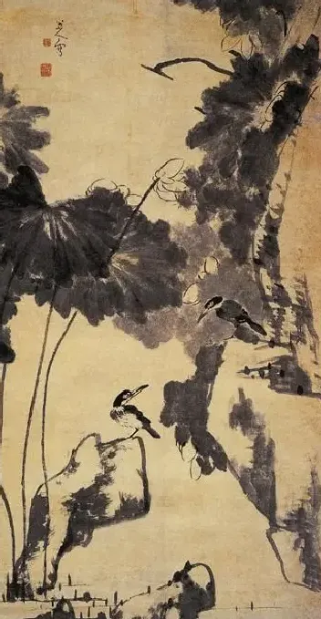 八大山人·荷花小鸟图