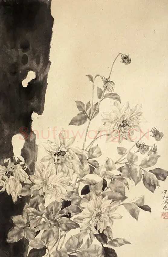尹虹·墨花湖石